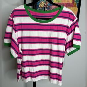 Anthropologie Petites.  Striped cropped t-shirt in size XLP.  NWT.